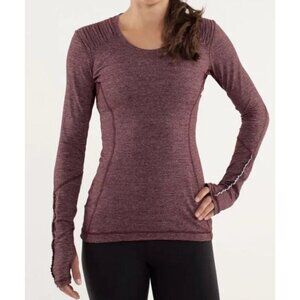 Lululemon Star Runner Long Sleeve Top Tee Bordeaux Drama Tonka‎ Striped Size 10